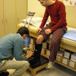 Dave getting boot for broken leg