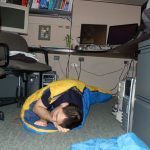 sleeping under work desk