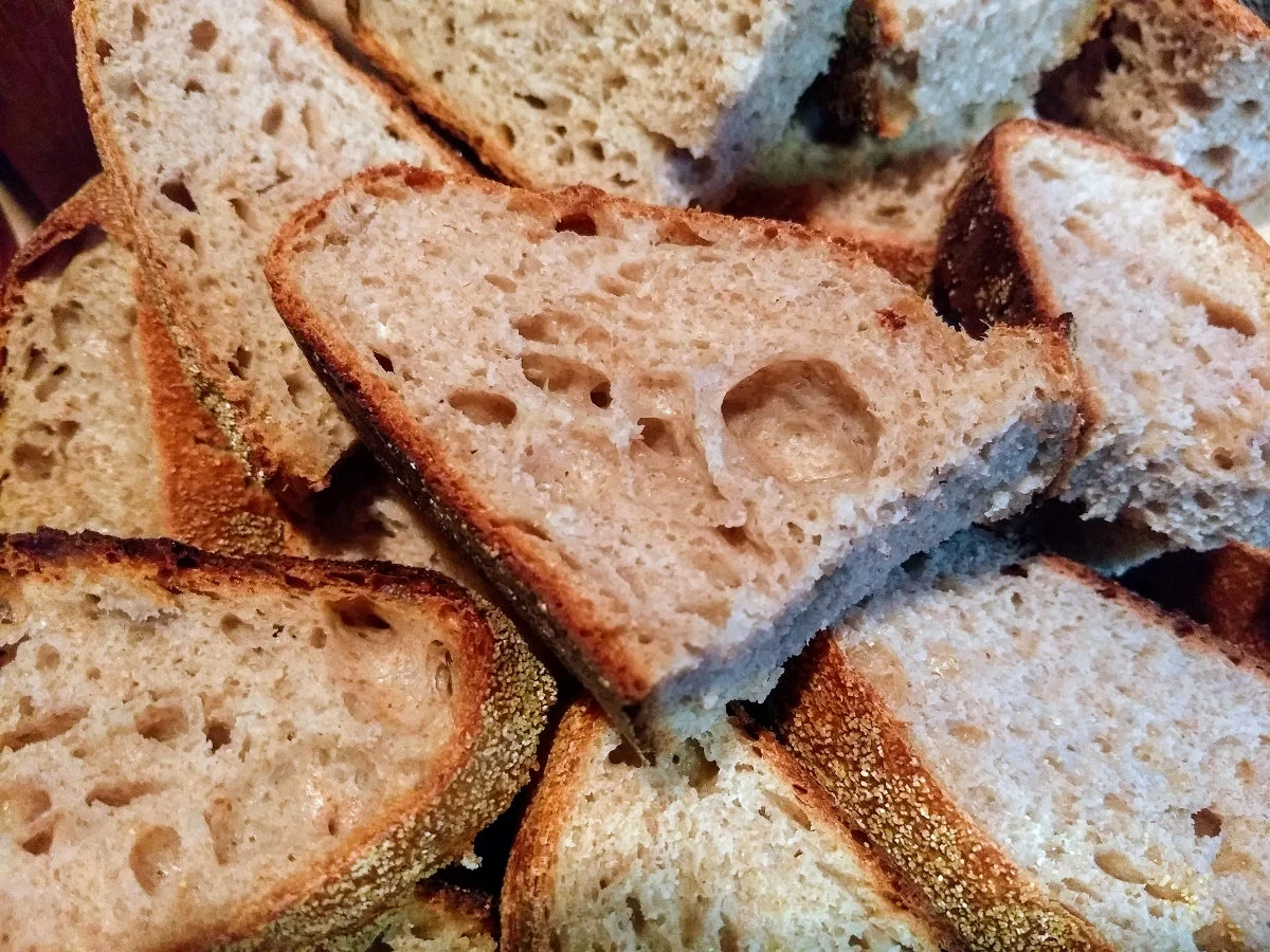 sourdough bread crumb interior closeup